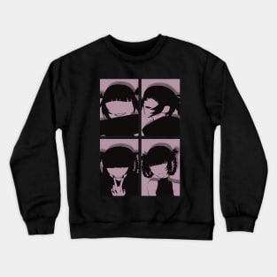 Call of the Night or Yofukashi no Uta Anime Characters Nazuna Nanakusa Face without Eyes in Cool 4 Panels Pop Art Style Crewneck Sweatshirt